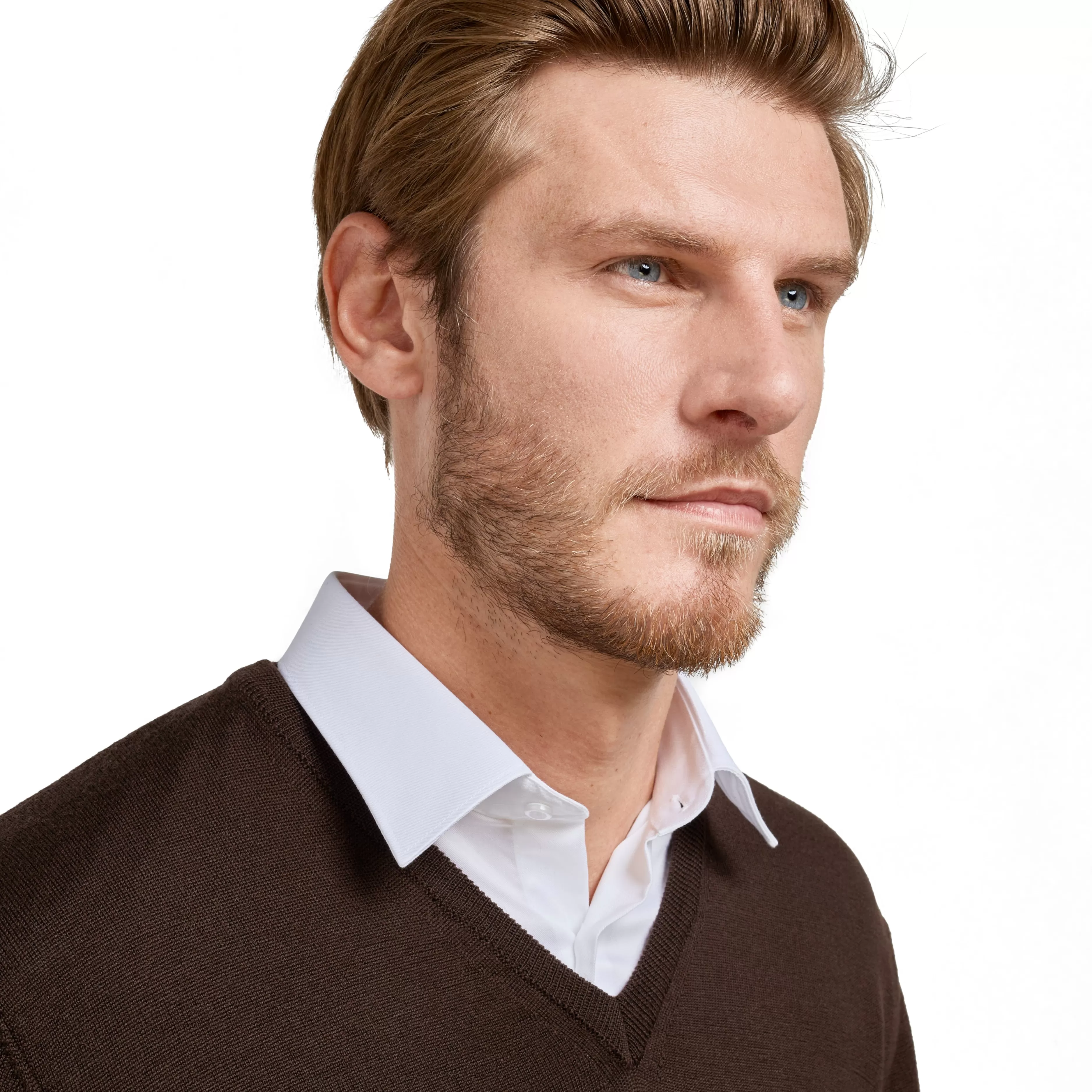 LodinG Pull col v 100% pure laine Mérinos Marron Cheap