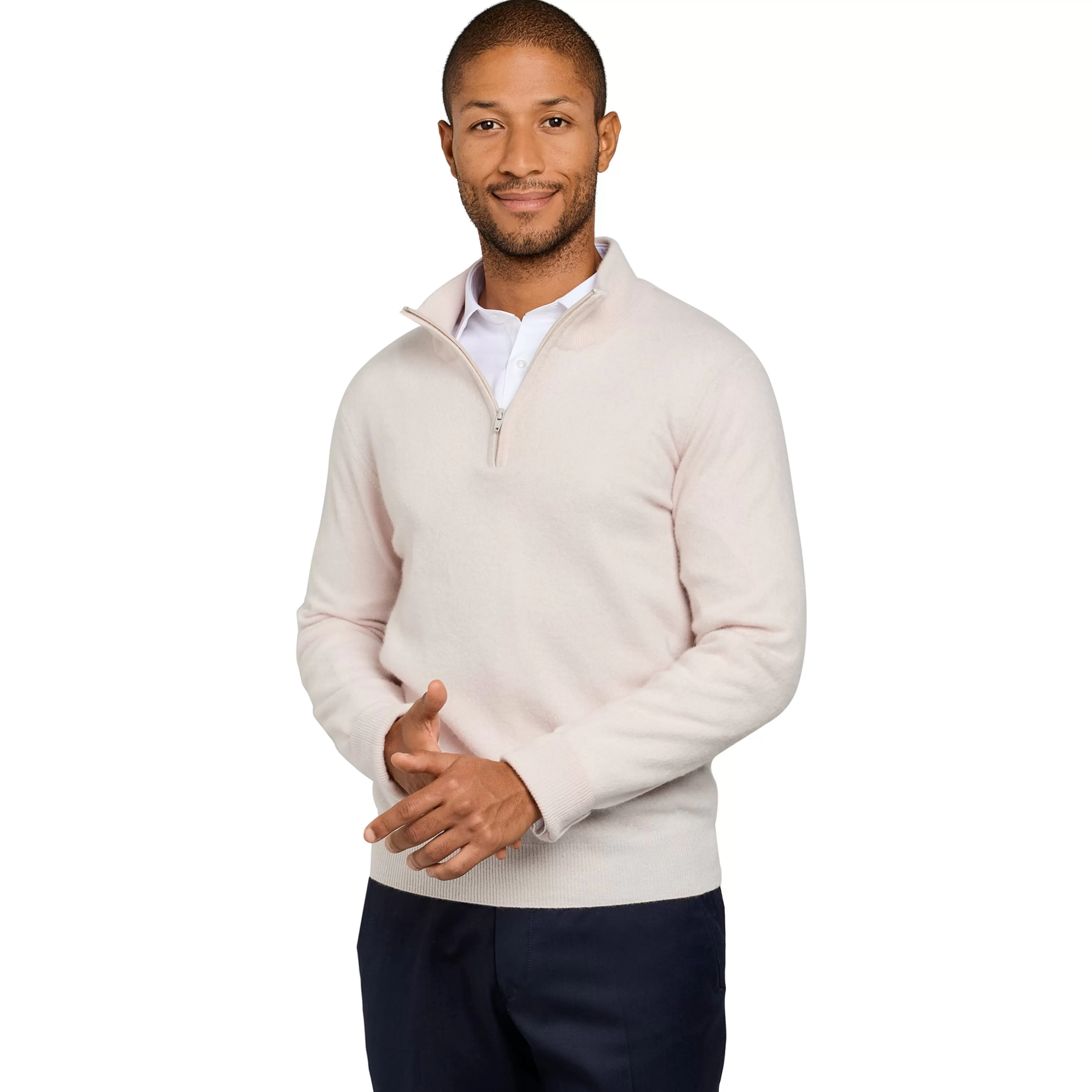LodinG Pull col zip laine Mérinos et cachemire crème Ecru Flash Sale